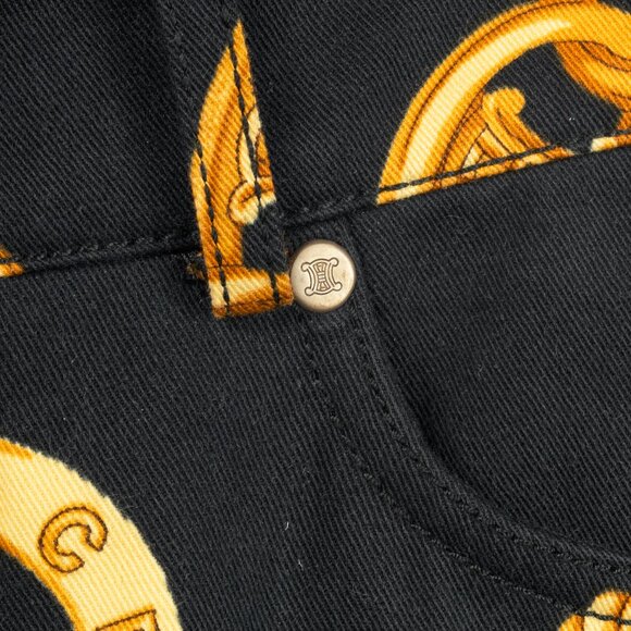 Celine SS/04 Black Chain-Motif Cotton Twill Skinny Pants - Picture 5 of 10